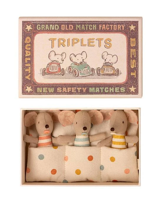 Maileg Triplets Baby Mice In Matchbox 1 Maileg Triplets Baby Mice In Matchbox