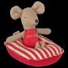 Maileg Rubber Boat Small Mouse Red Stripe