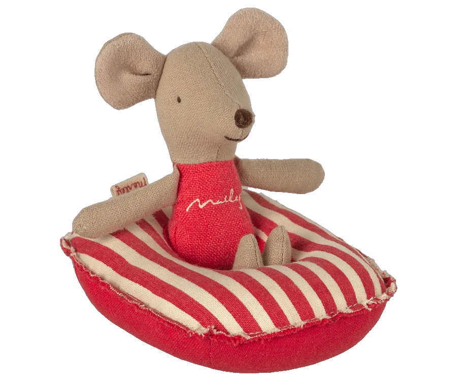 Maileg Rubber Boat Small Mouse Red Stripe 1 Maileg Rubber Boat Small Mouse Red Stripe