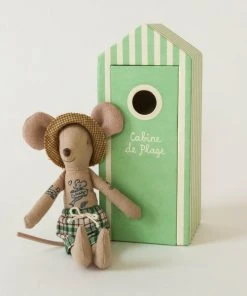 Maileg Beach Mice - Dad In Cabin De Plage