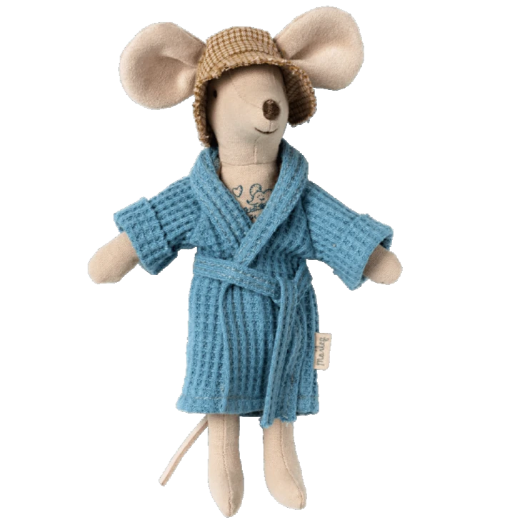 Maileg Accappatoio Dusty Blue Topolino Papà 1 Maileg Accappatoio Dusty Blue Topolino Papà