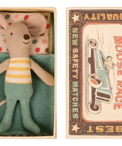 Maileg Little Brother Mouse In Box - Teal