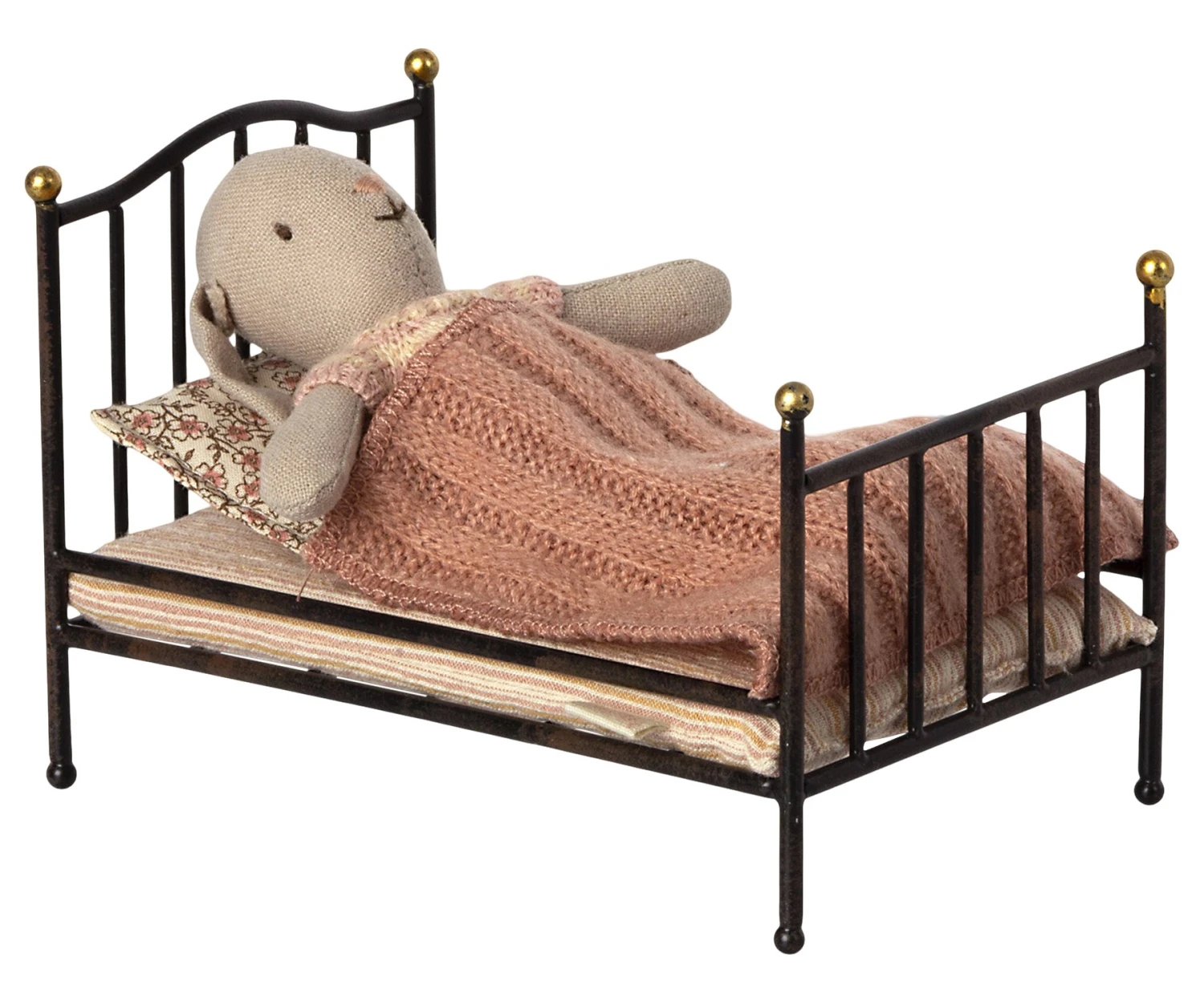 Maileg Vintage Bed Mouse Anthracite 2 Maileg Vintage Bed Mouse Anthracite