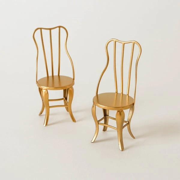 Maileg Vintage Golden Chair Pair For Mice 3 Maileg Vintage Golden Chair Pair For Mice