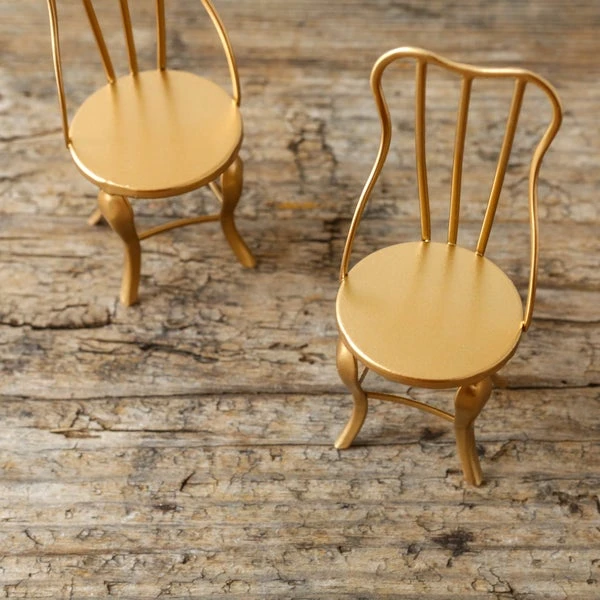 Maileg Vintage Golden Chair Pair For Mice 1 Maileg Vintage Golden Chair Pair For Mice