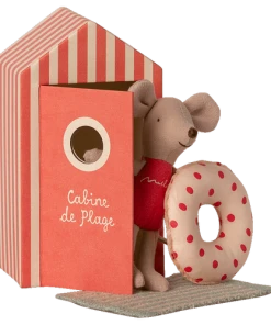 Maileg Little Sister Mouse In Cabin De Plage/ Beach Hut
