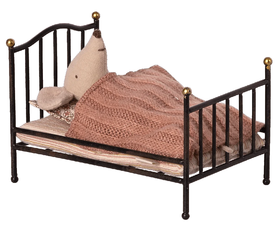 Maileg Mouse Vintage Bed Anthracite 1 Maileg Mouse Vintage Bed Anthracite