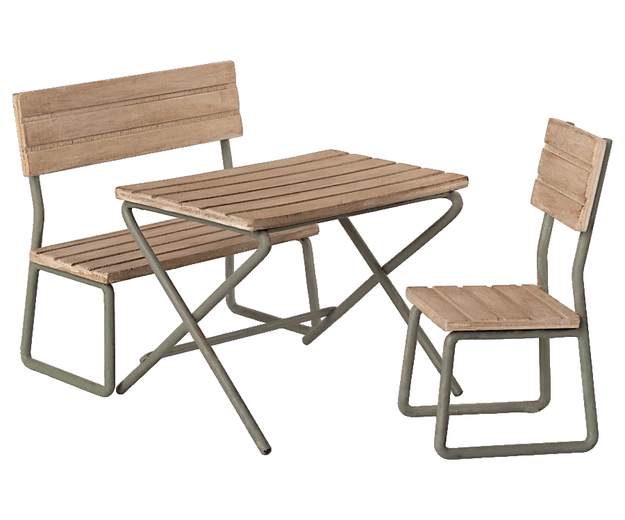 Maileg Garden Set Table Chair And Bench 1 Maileg Garden Set Table Chair And Bench