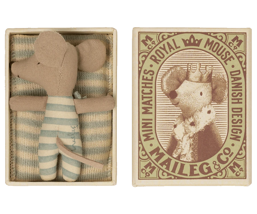 Maileg Baby Mouse Sleepy/Wakey In Matchbox - Boy 1 Maileg Baby Mouse Sleepy/Wakey In Matchbox - Boy