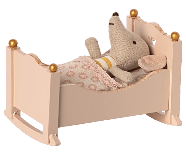 Maileg Cradle Baby Mouse Rose 2 Maileg Cradle Baby Mouse Rose