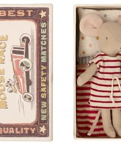 Maileg Big Sister Mouse in Matchbox Red & White Stripes
