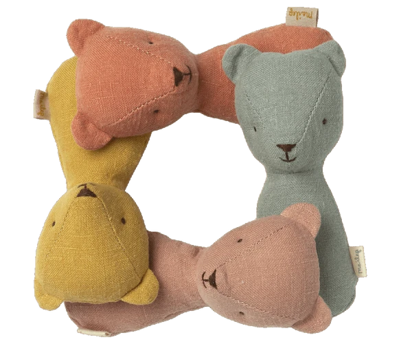 Maileg Teddy Rattle - Dusty Coral 2 Maileg Teddy Rattle - Dusty Coral