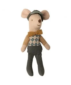 Maileg Mouse with vintage car and garage - Blue