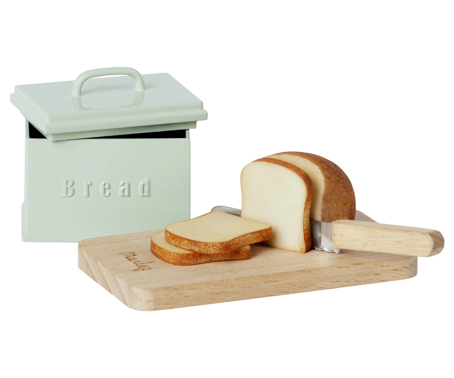 Maileg Miniature Bread Box Cutting Board Knife 1 Maileg Miniature Bread Box Cutting Board Knife