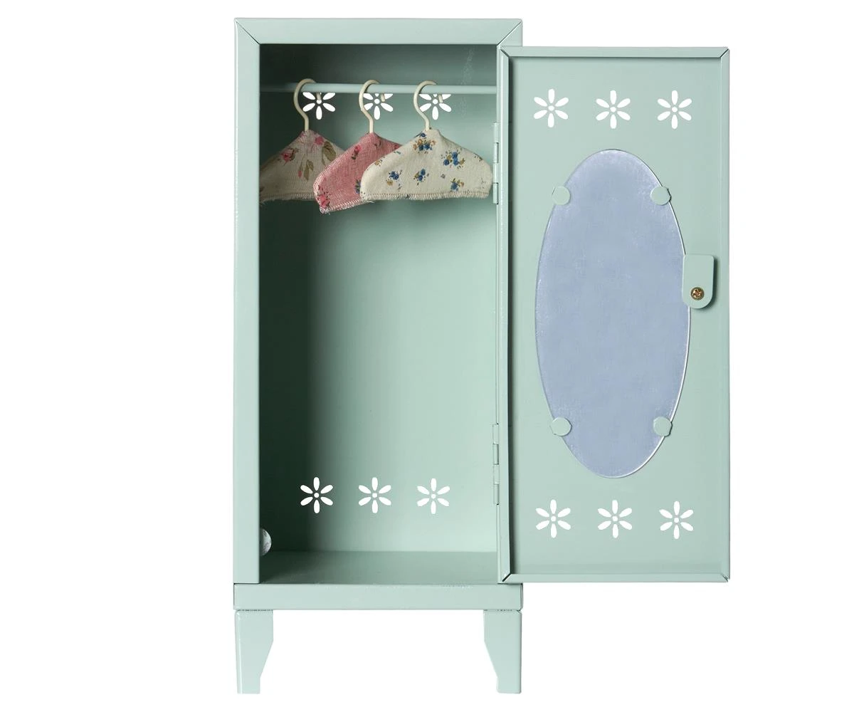 Maileg Green Locker with 3 Hangers 2 Maileg Green Locker with 3 Hangers