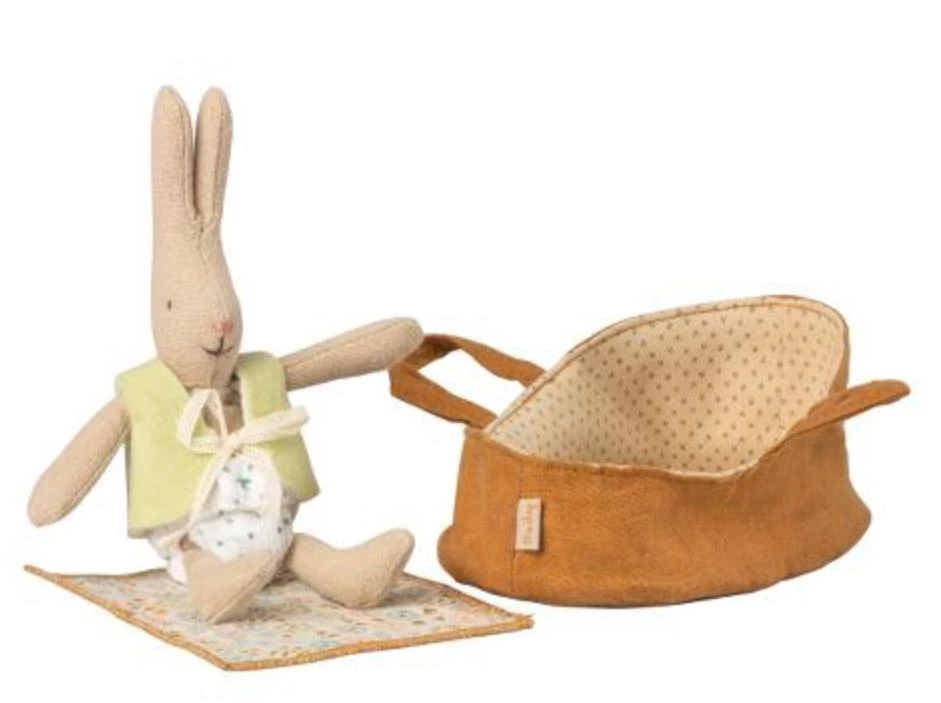 Maileg Micro Rabbit In Carrycot 1 Maileg Micro Rabbit In Carrycot