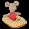 Maileg Rubber Boat Small Mouse Yellow Stripe