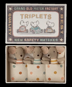 Maileg Triplets, Baby Mice In Matchbox