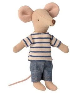 Maileg Big Brother Mouse In A Matchbox - Blue Stripe