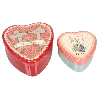 Maileg Set of 2 Mini Metal Heart Boxes 1 Maileg Set of 2 Mini Metal Heart Boxes