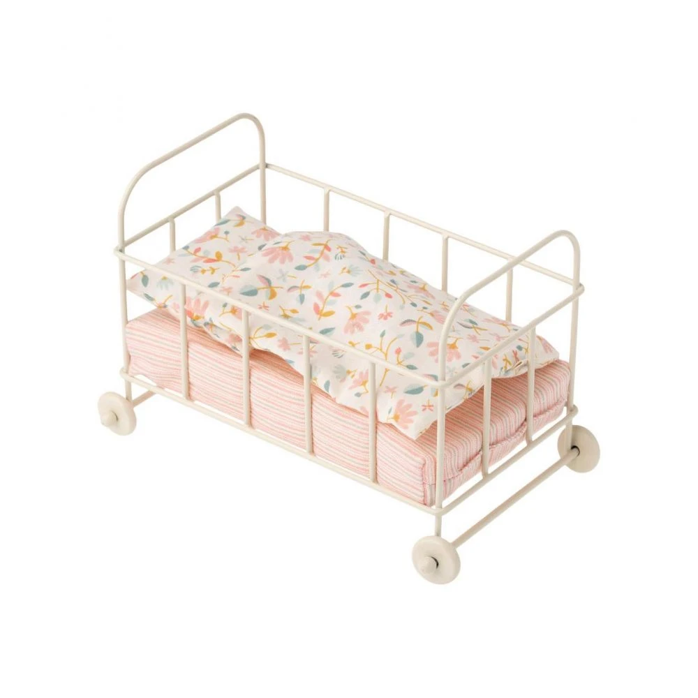 Maileg Baby Cot White Metal Micro 1 Maileg Baby Cot White Metal Micro