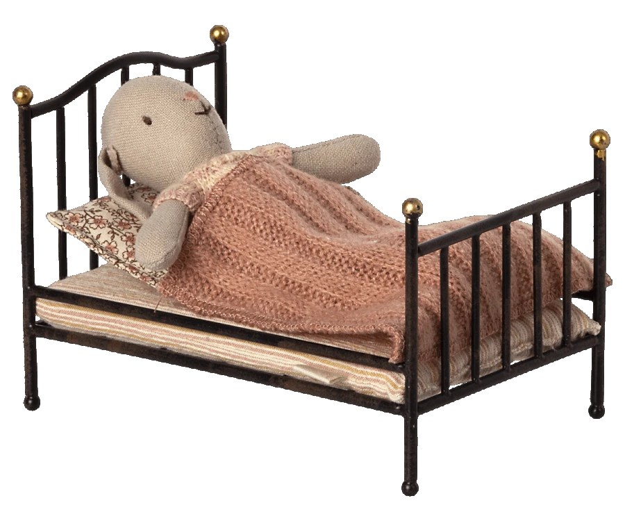 Maileg Mouse Vintage Bed Anthracite 2 Maileg Mouse Vintage Bed Anthracite