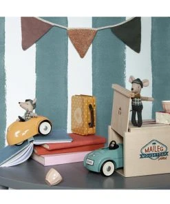 Maileg Mouse with Yellow Car and Garage. 5 Maileg Mouse with Yellow Car and Garage.