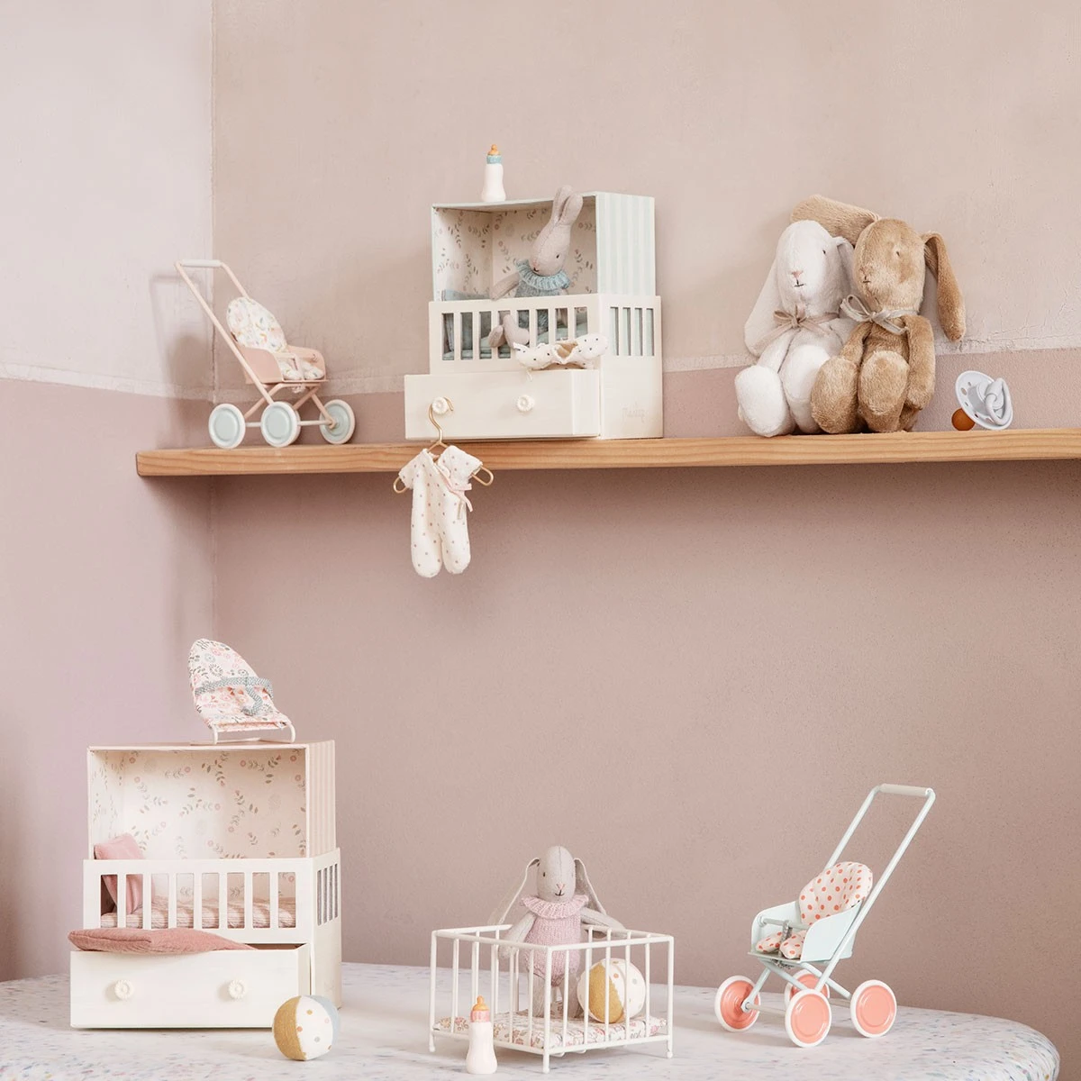 Maileg Stroller Micro-Sky Blue 4 Maileg Stroller Micro-Sky Blue