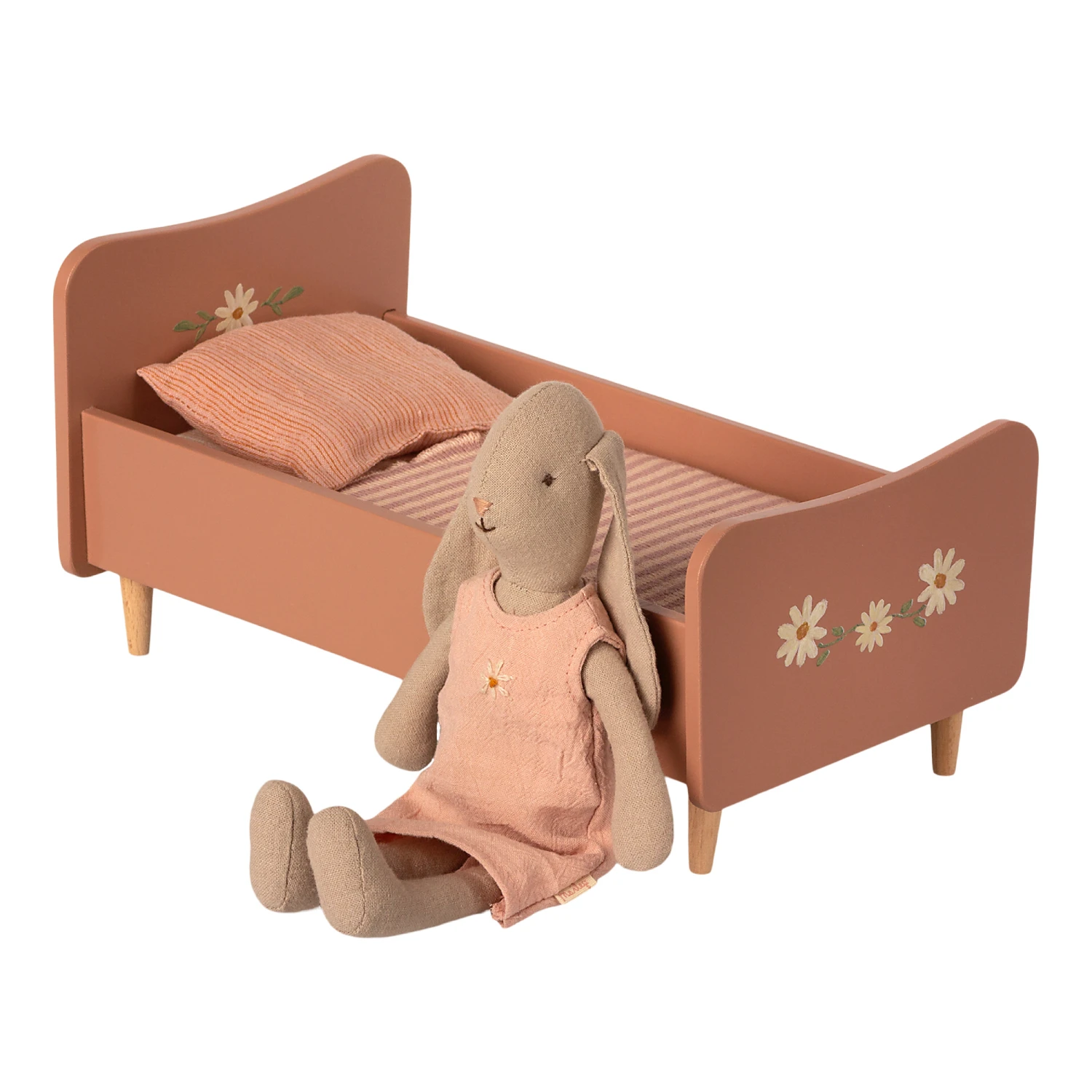Maileg Wooden Bed - for Mini Mice and Rabbits - Rose Pink 2 Maileg Wooden Bed - for Mini Mice and Rabbits - Rose Pink