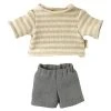 Maileg Light Blue and Natural Shirt and Shorts for Junior Teddy