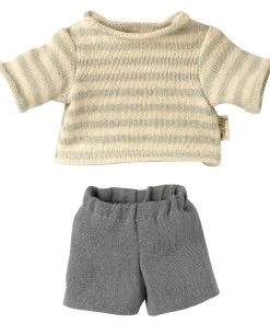 Maileg Light Blue and Natural Shirt and Shorts for Junior Teddy