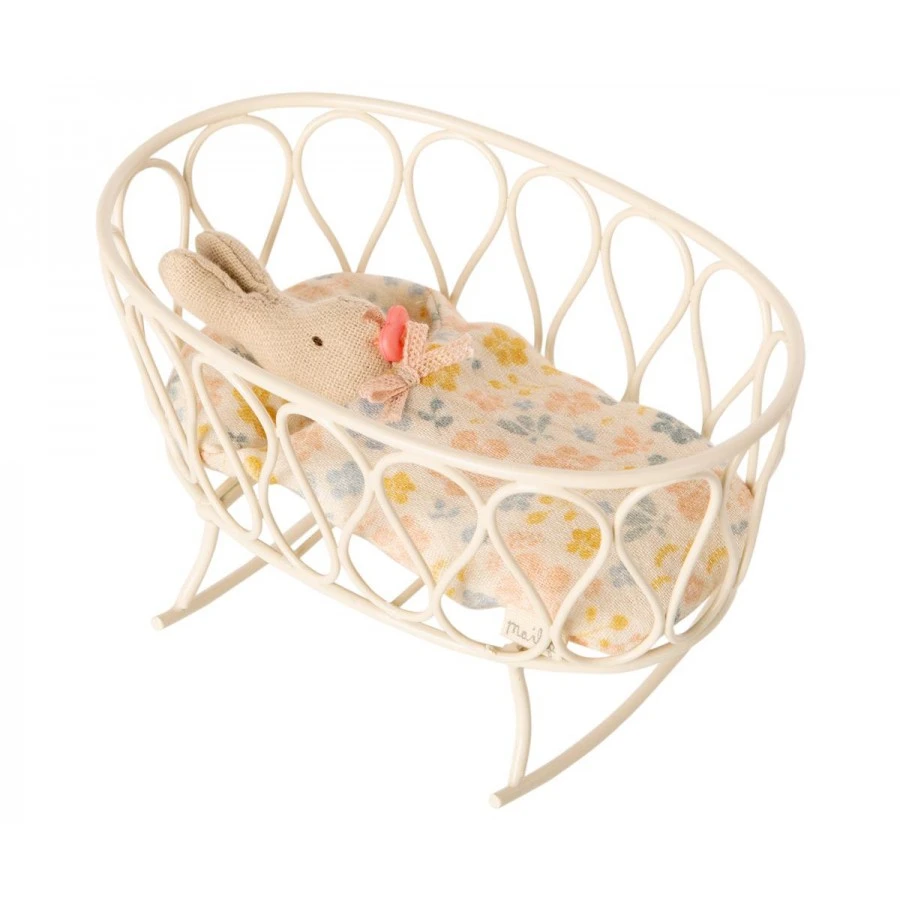 Maileg White Metal Crib with Sleeping Bag 2 Maileg White Metal Crib with Sleeping Bag