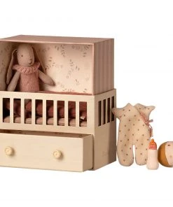 Maileg Baby Room Set with Micro Bunny - Rose Pink