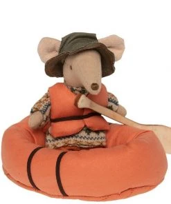 Maileg Hiker Big Brother Mouse in His Pneumatic Boat