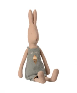 Maileg Size 4 Rabbit in Short Pale Teal Dungarees 5 Maileg Size 4 Rabbit in Short Pale Teal Dungarees