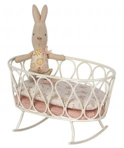 Maileg Micro White Cradle With Sleeping Bag