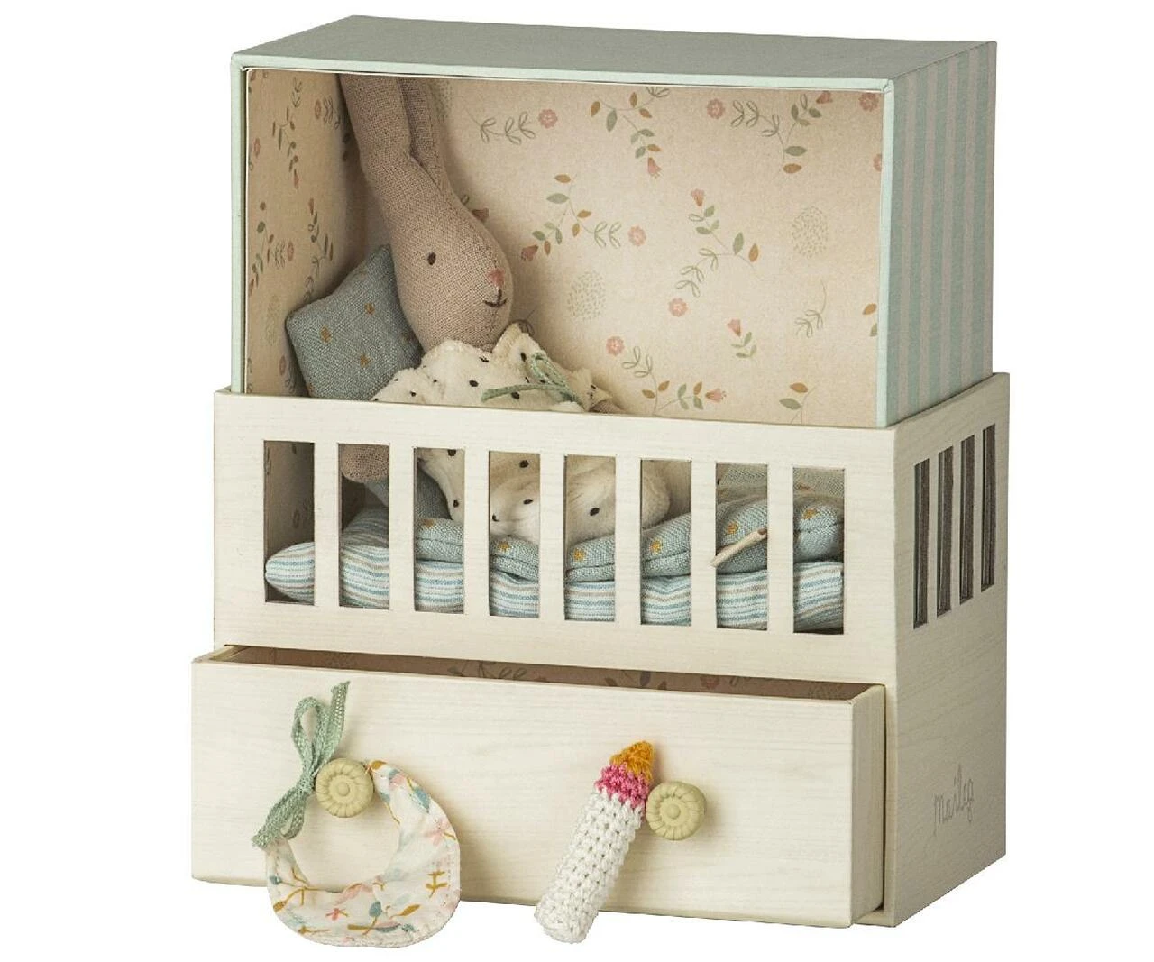 Maileg Baby Room with Micro Rabbit 1 Maileg Baby Room with Micro Rabbit