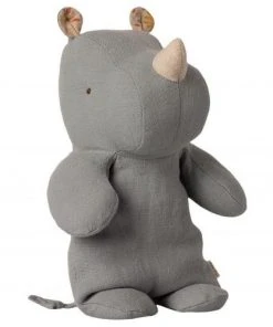 Maileg Small Blue Linen and Polyester Safari Friends Rhino Toy