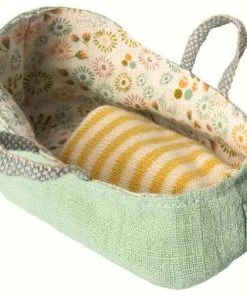 Maileg My Mint Baby Mouse Carry Cot