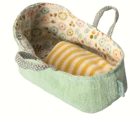 Maileg My Mint Baby Mouse Carry Cot 1 Maileg My Mint Baby Mouse Carry Cot