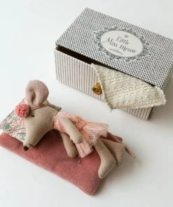 Maileg Little Sister Dance Mouse In Daybed