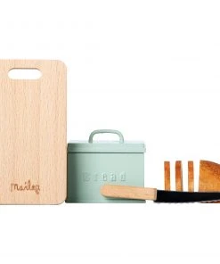 Maileg Miniature Bread Box, Cutting Board and Knife - Mint
