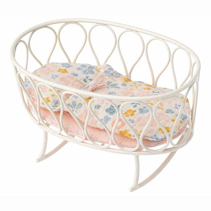 Maileg White Metal Crib with Sleeping Bag 1 Maileg White Metal Crib with Sleeping Bag