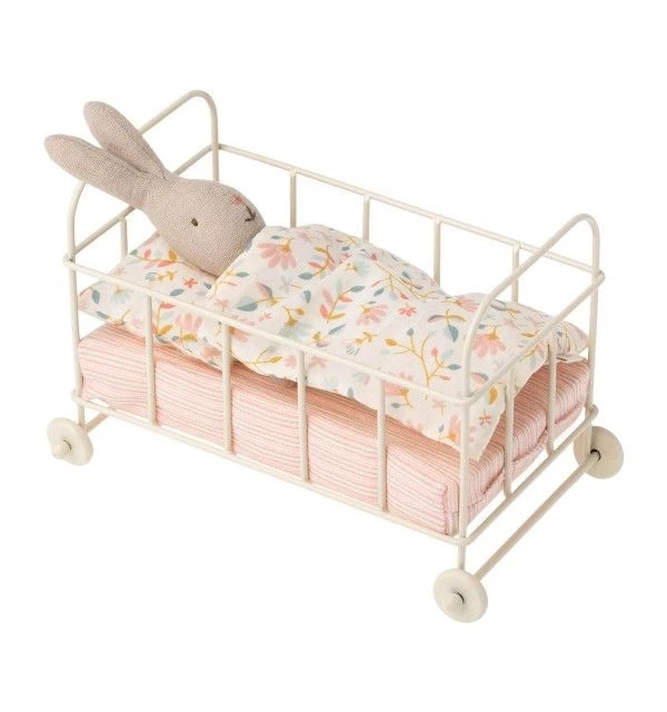 Maileg Baby Cot White Metal Micro 2 Maileg Baby Cot White Metal Micro