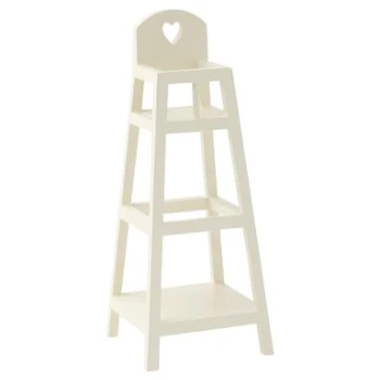 Maileg White Wooden High Chair with Small Carved Heart 1 Maileg White Wooden High Chair with Small Carved Heart