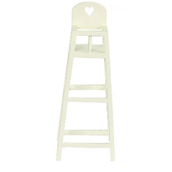 Maileg White Wooden High Chair with Small Carved Heart 2 Maileg White Wooden High Chair with Small Carved Heart