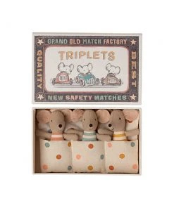 Maileg Triplets, Baby Mice In Matchbox