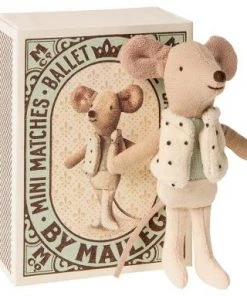 Maileg Little Brother Mouse Dancer In Matchbox Toy