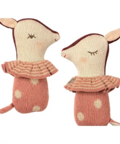 Maileg 14cm Pink Cotton and Polyester Bambi Rattle