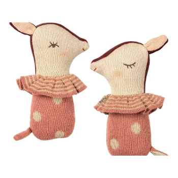 Maileg 14cm Pink Cotton and Polyester Bambi Rattle 1 Maileg 14cm Pink Cotton and Polyester Bambi Rattle